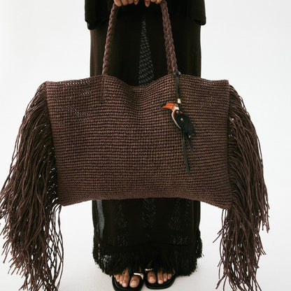 Straw Bag With Fringe