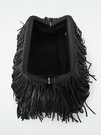 Tasselled Framed Clutch - Leather