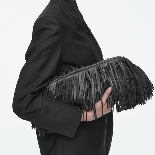 Tasselled Framed Clutch - Leather