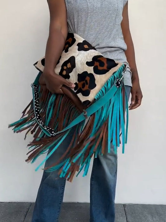Large Fringe Crossbody Leather Bag