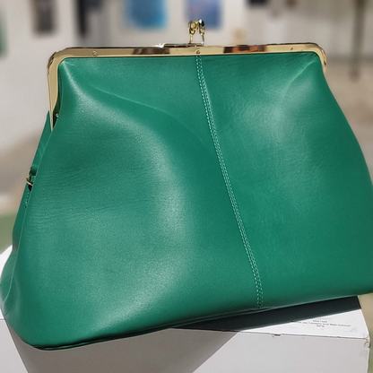 Leather Kisslock Frame Bag