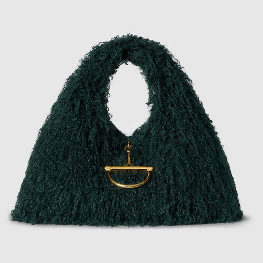 Fur And Hoop Detail Shoulder Bag