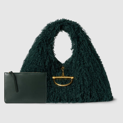Fur And Hoop Detail Shoulder Bag