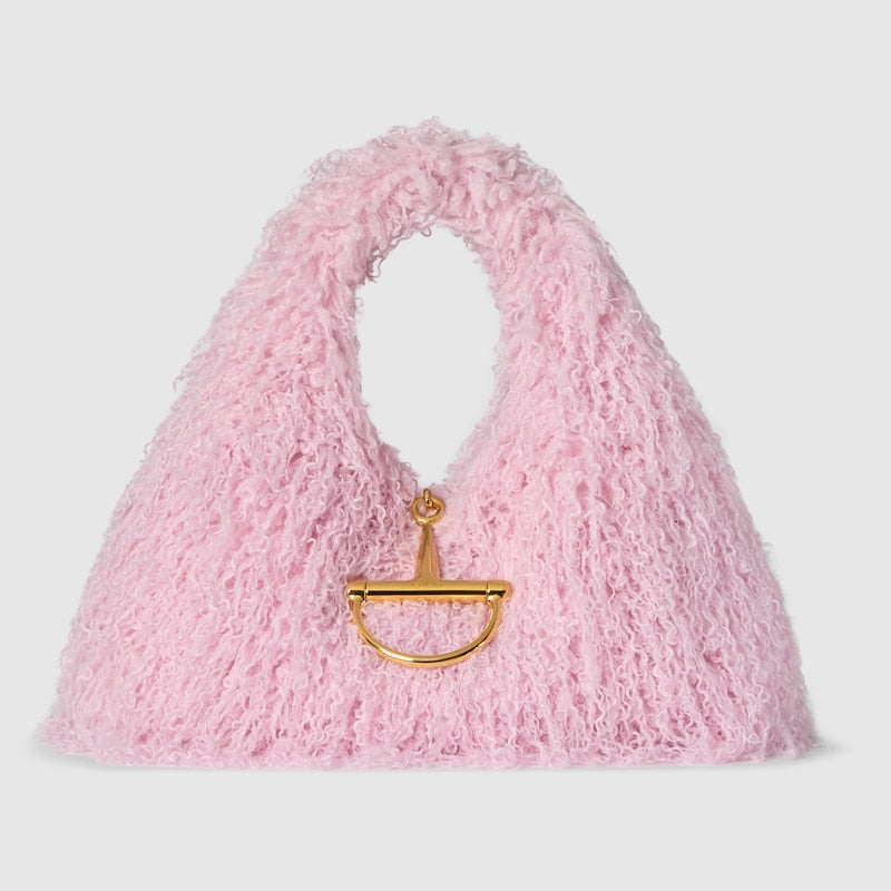 Fur And Hoop Detail Shoulder Bag