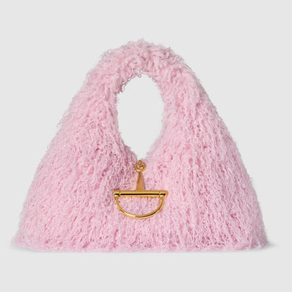 Fur And Hoop Detail Shoulder Bag