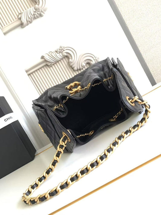 Grained Calfskin & Gold-Tone Metal Bag