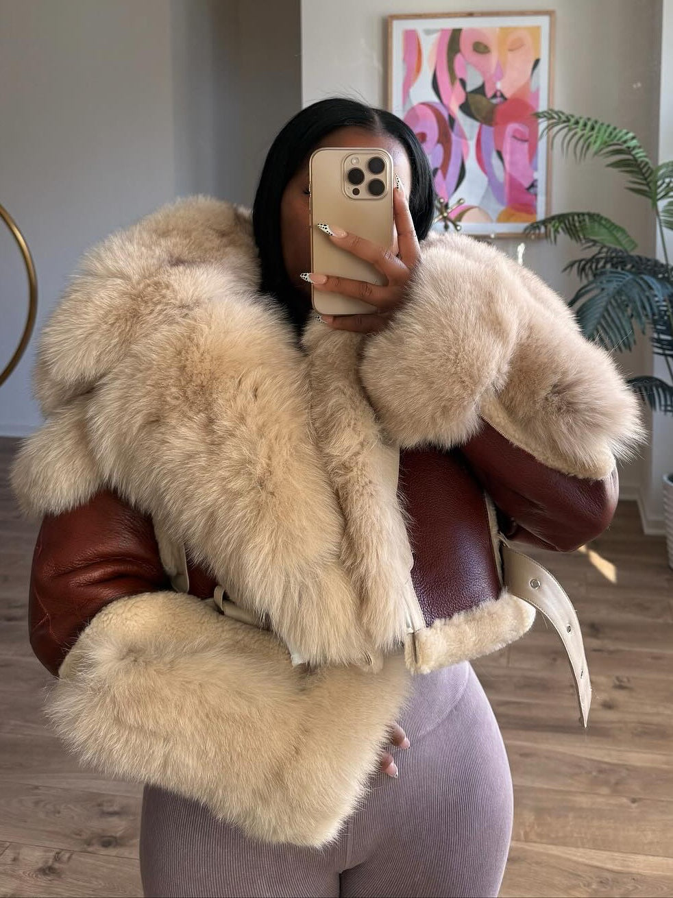 Lambskin Silver Fox Cropped Shearling