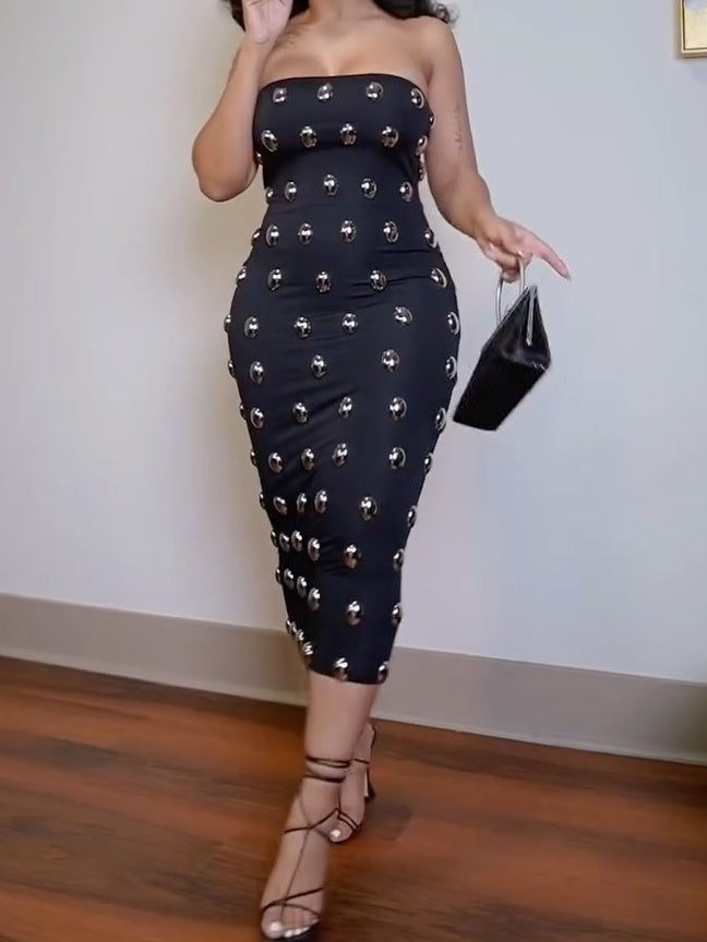 Metal Detailing Midi Dress