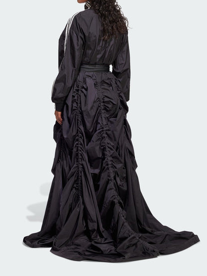 Zippered Waist-Cinching Sporty Maxi Dress