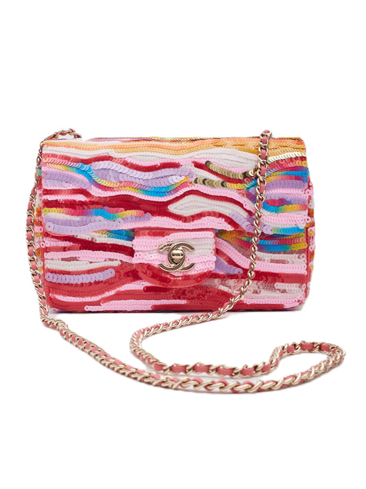 Colorful Sequin Flap Bag