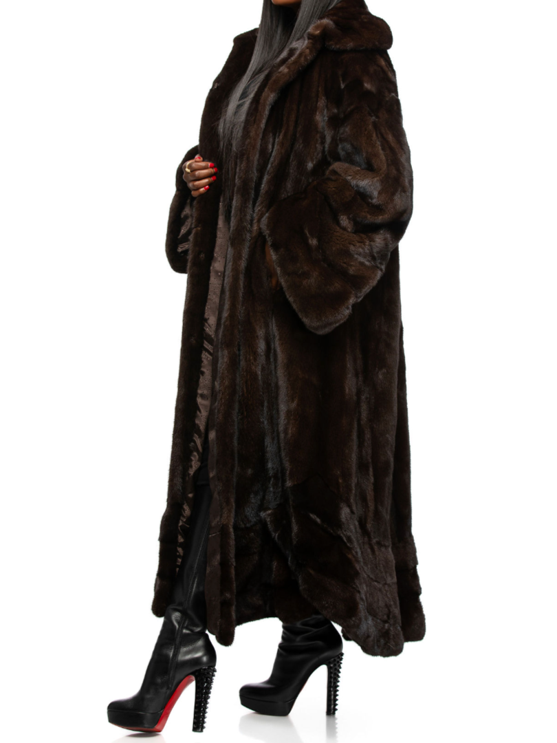 Dark Brown Faux Fur Longline Hooded Coat