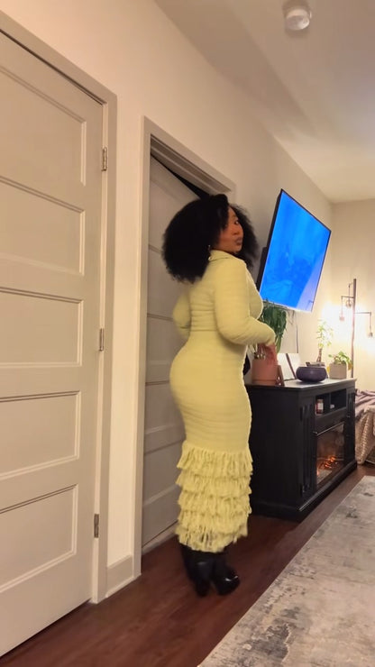 Fringed Sweater Maxi Dress