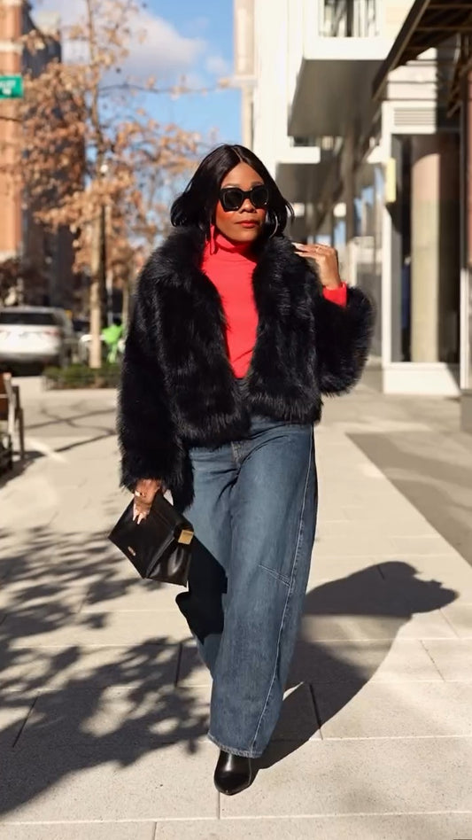 Black Fur Short Coat