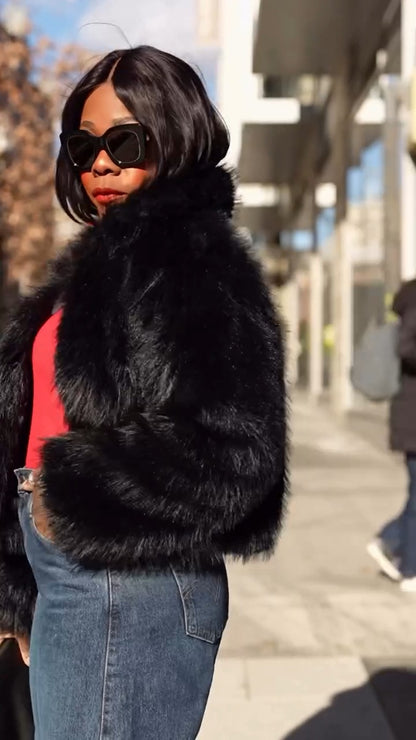 Black Fur Short Coat