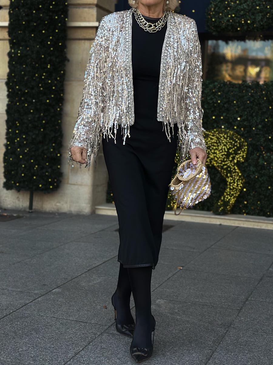 Fashion Sequin Fringe Cardigan