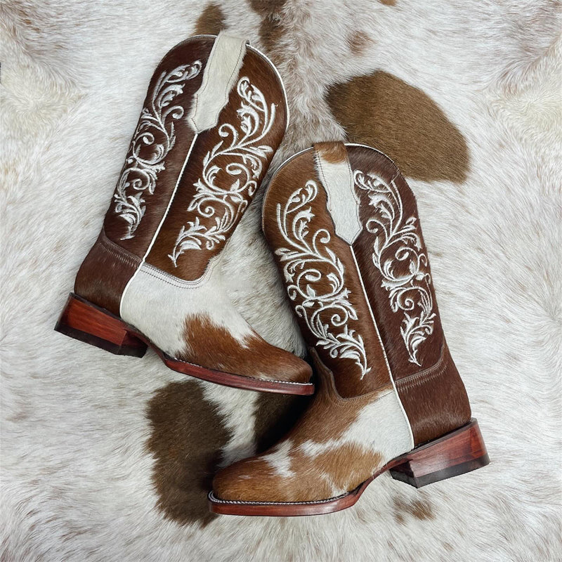 Imitation Horse Hair Retro Western Cowboy Boots