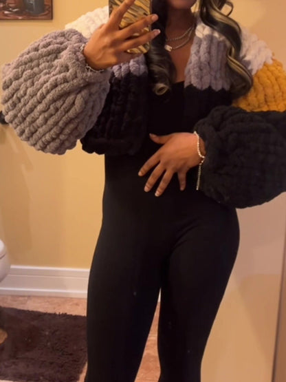 Knitted Cropped Cardigan (No Hood)