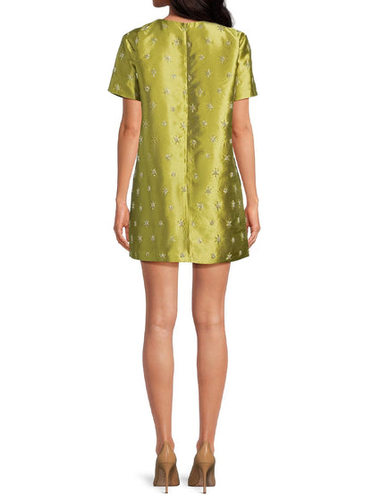 Short Sleeve Embroidered Mini Dress