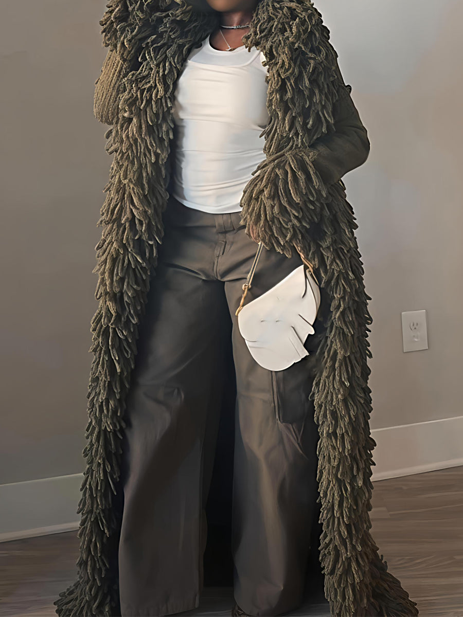 Fashion Oversized Fringe Knitted Coat