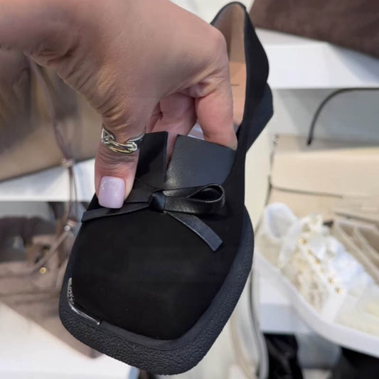 Fashion Square Toe Bow Shoes