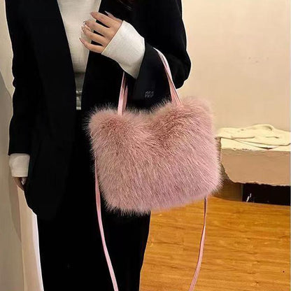 Fashion Plush Handbag Shoulder Crossbody Bag