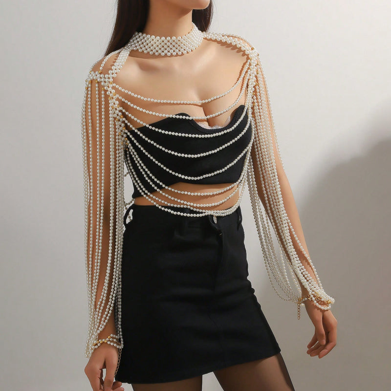 Faux Pearl Body Chain