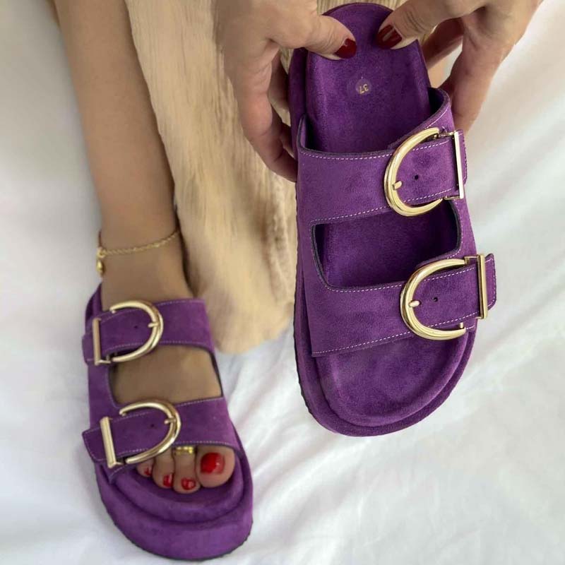 Casual Beach Platform Buckle Slippers