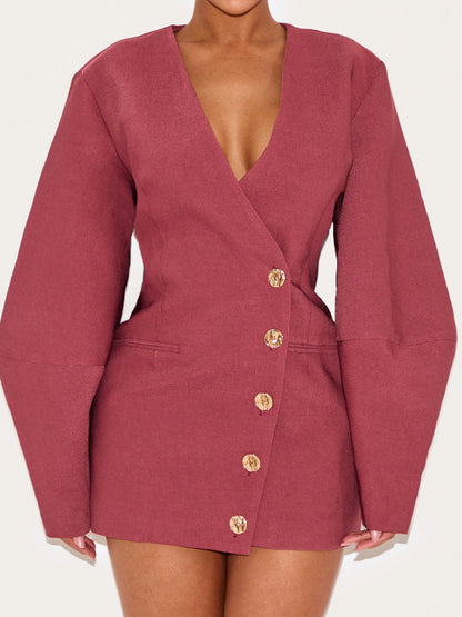 Fashion V Neck Blazer Dress