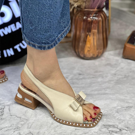 Fishmouth Square Heeled Sandals