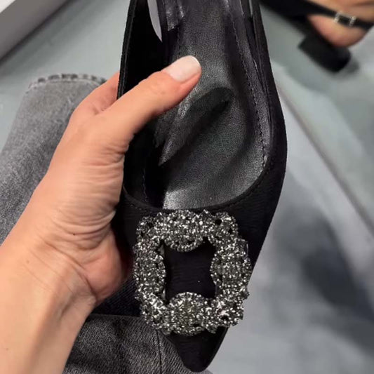 Rhinestone Sparkle Point-toe Flat Sandals