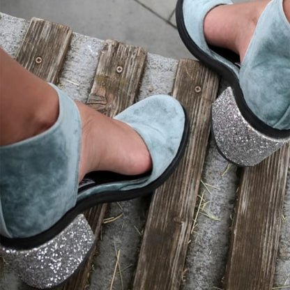 Thick Heel Round-toe Sandals Pumps