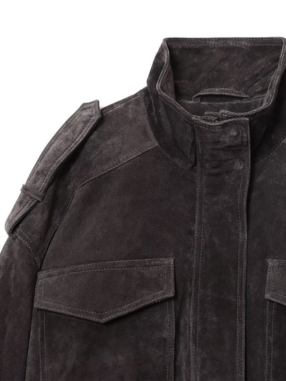 Suede Leather Pockets Jacket