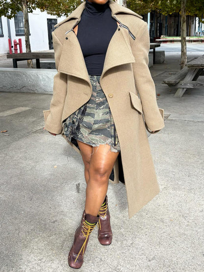 Woolen Irregular Asymmetric Coat