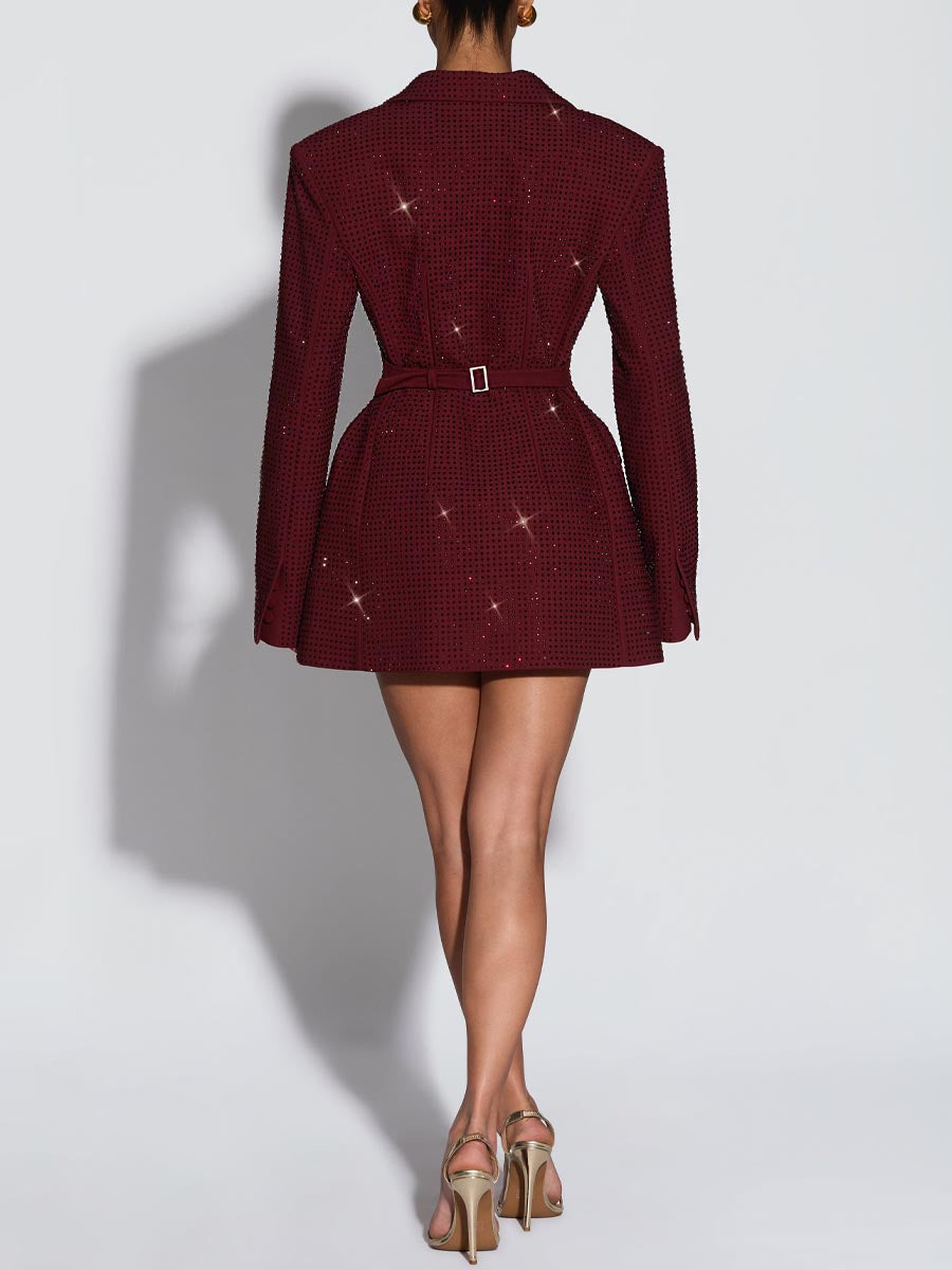 Sparkle Rhinestones Double Breasted Dress Blazer