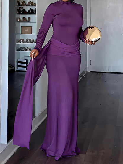 Elegant High Neck Knitted Maxi Dress