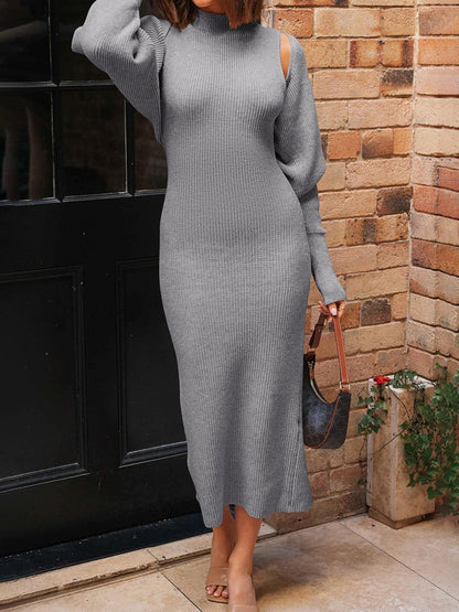 Cropped Cardigan Pullover Sweater Maxi Dress Sets