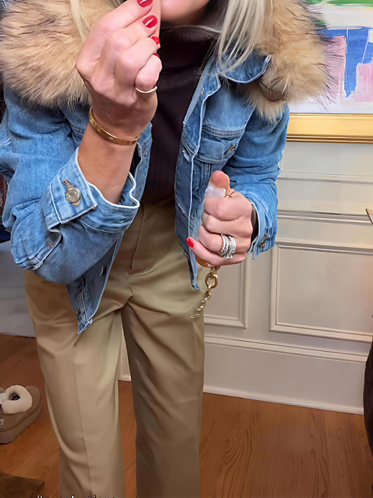 Detachable Faux Fur Collar Denim Jacket