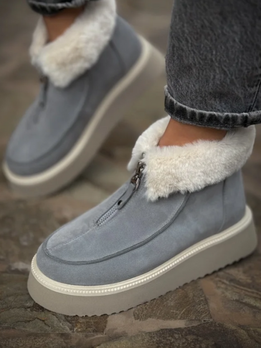 Plush Zipper Snow Boots