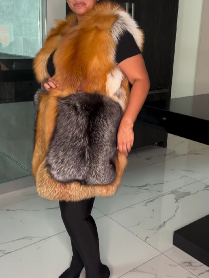 Faux Fur Oversized Pocket Sleeveless Vest Jacket