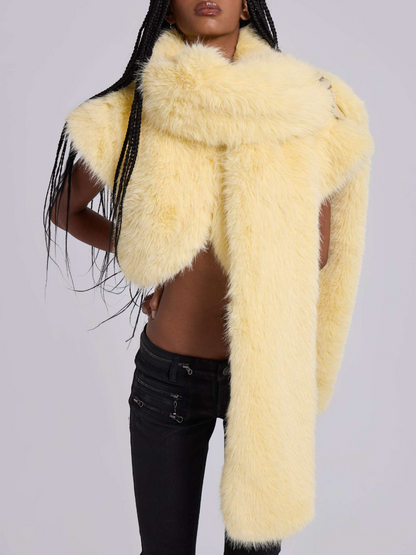 Removable Faux Fur Cape Sleeveless Jacket