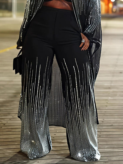 Sequined Sparkle Shine Blouse & Rhinestones Pants