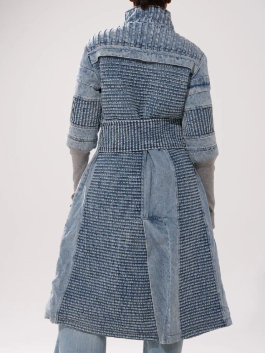 Quilted Stitched Rib Knit Coat