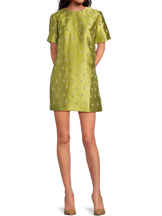 Short Sleeve Embroidered Mini Dress