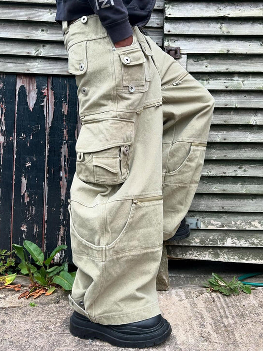 3D Cargo Pockets Adjustable Jeans
