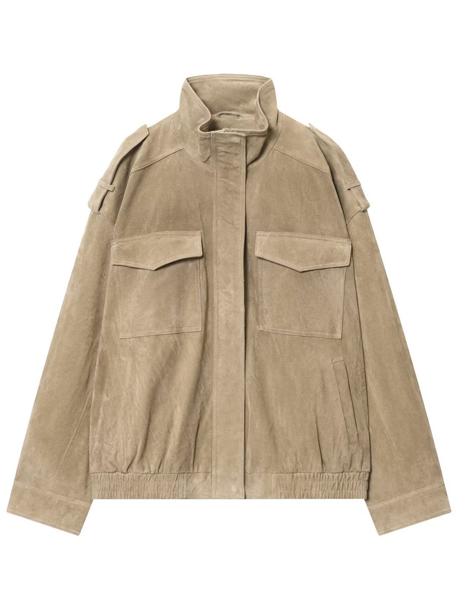 Suede Leather Pockets Jacket