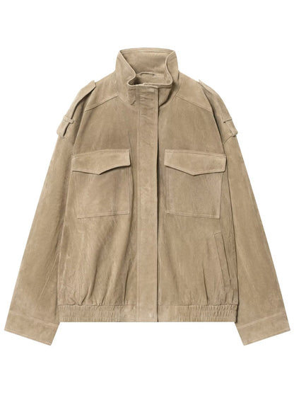 Suede Leather Pockets Jacket