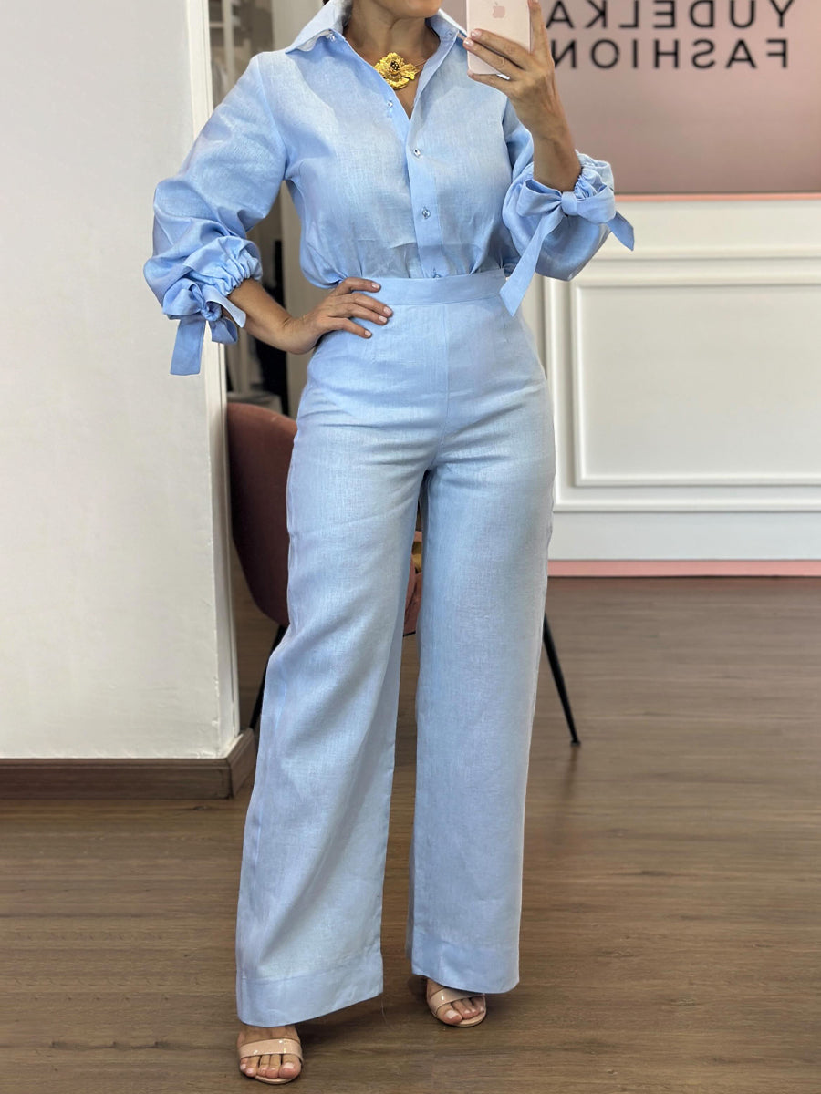 Lace-up High Waist Two Pieces Set