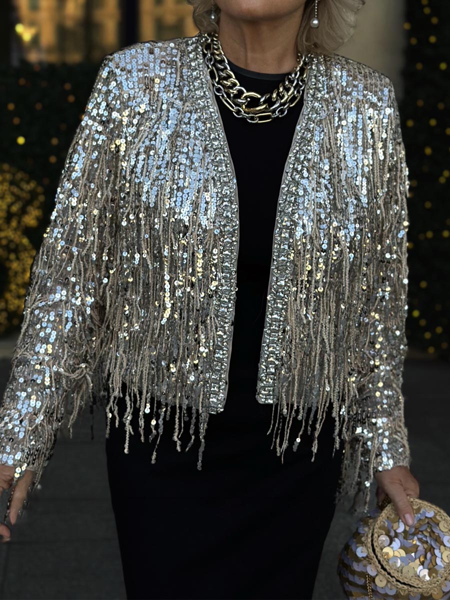 Fashion Sequin Fringe Cardigan