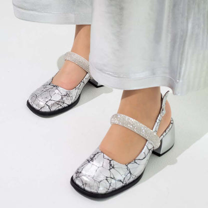 Shinny Square-toe Mary Jane Sandals