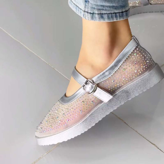 Rhinestone Sparkle Mesh Flats